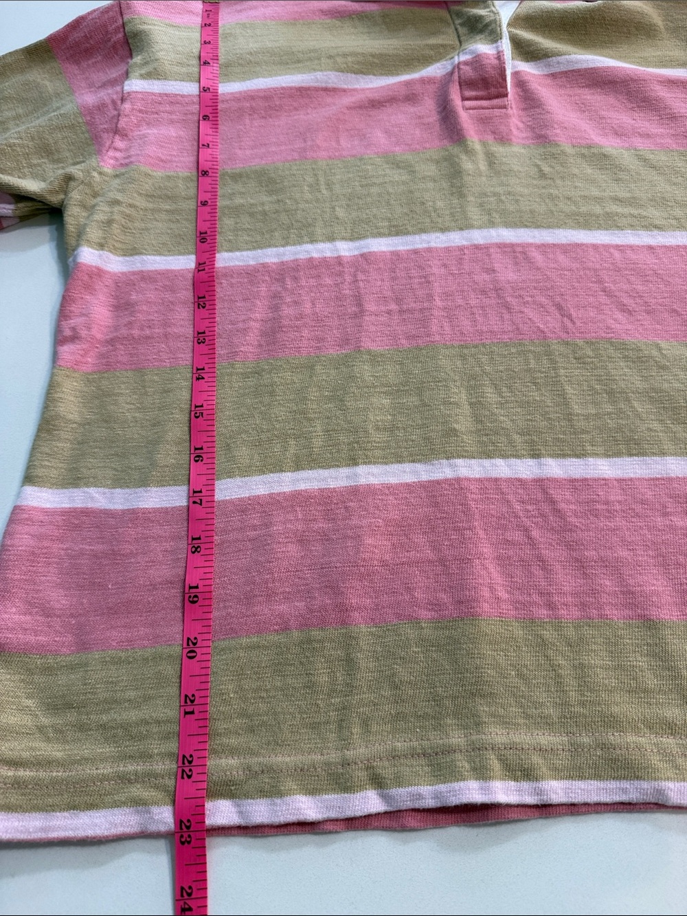 LOFT Pink and Tan Rugby Stripe Polo Top | Size L - Picture 10 of 10